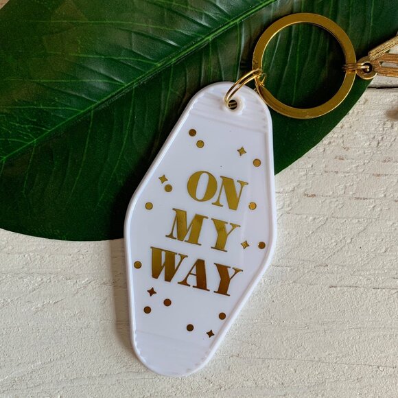 On My Way White Motel Keychain Key Tag | Acrylic - Picture 3 of 8